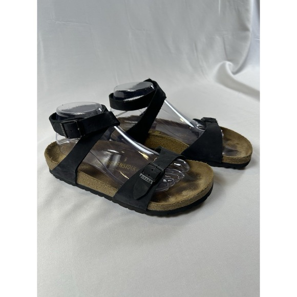 RARE‎ Birkenstock Delhi Ankle Strap Sandals Black Oiled Leather EU40 US9 - Picture 2 of 9